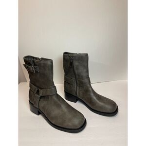 NWOT Open Edit gray Ankle Boots Nordstrom - Size 9.5M biker moto edgy chunky
